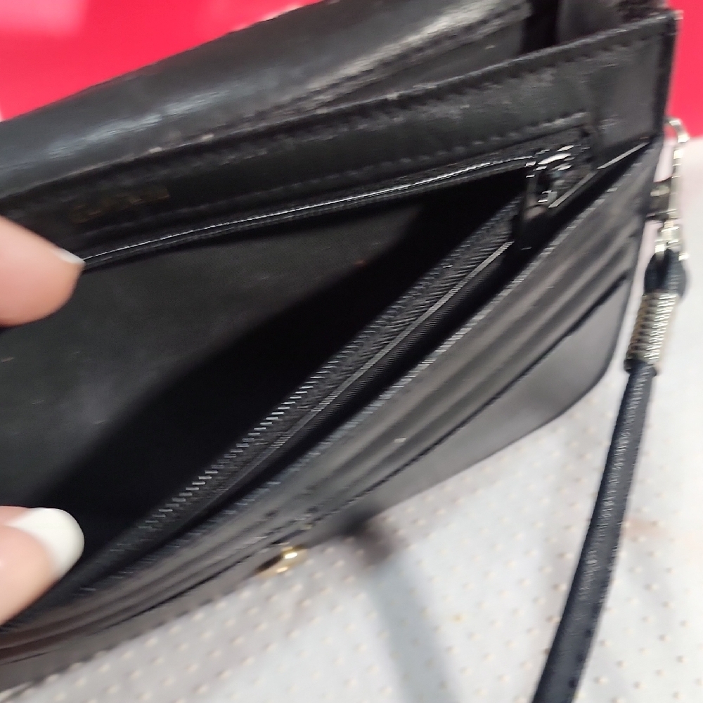 Buxton Black Vegan Leather Crossbody Bag/ Wristlet - Picture 6 of 13